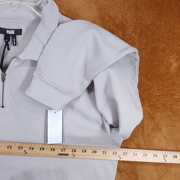 PAIGE Sweatshirt Mens Medium Gray 1/4 Zip Pullover Casual Terry DAVION $189 - Picture 7 of 9